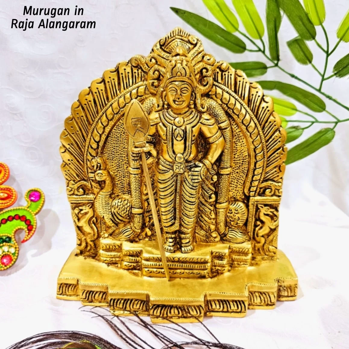 Murugan in Raja Alangaram Brass Antique Finish Lord Murugan Back full frame